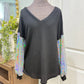 Womens BiBi Sequin Sleeve Blouse Large