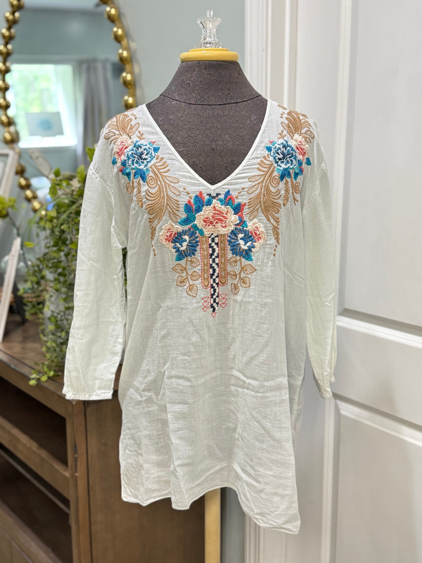 Womens Johnny Was Embroidered Tunic Size Medium EUC