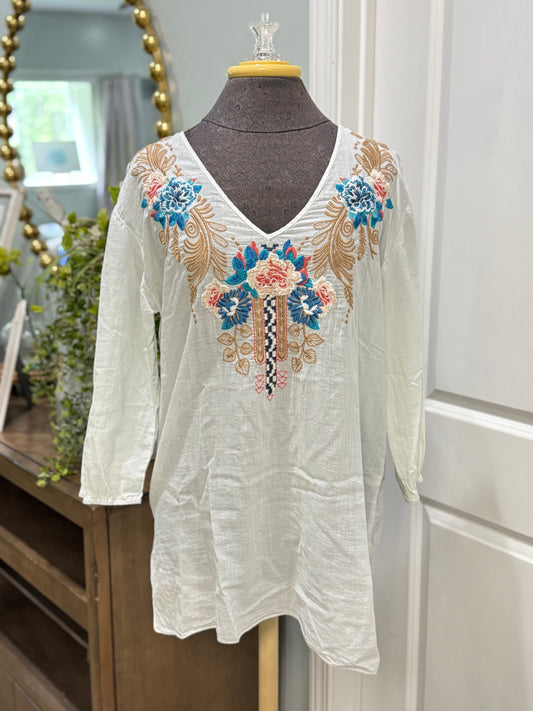 Womens Johnny Was Embroidered Tunic Size Medium EUC