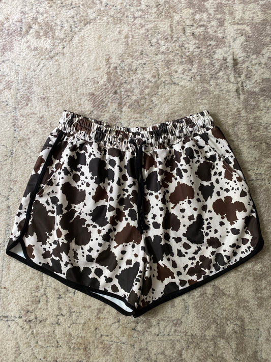 Womens Cow Print Athletic Shorts Small