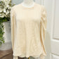 Womens New In Cream Textured Long Sleeve Blouse Small EUC