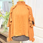 Womens Glam Satin Ruggle Blouse Medium EUC
