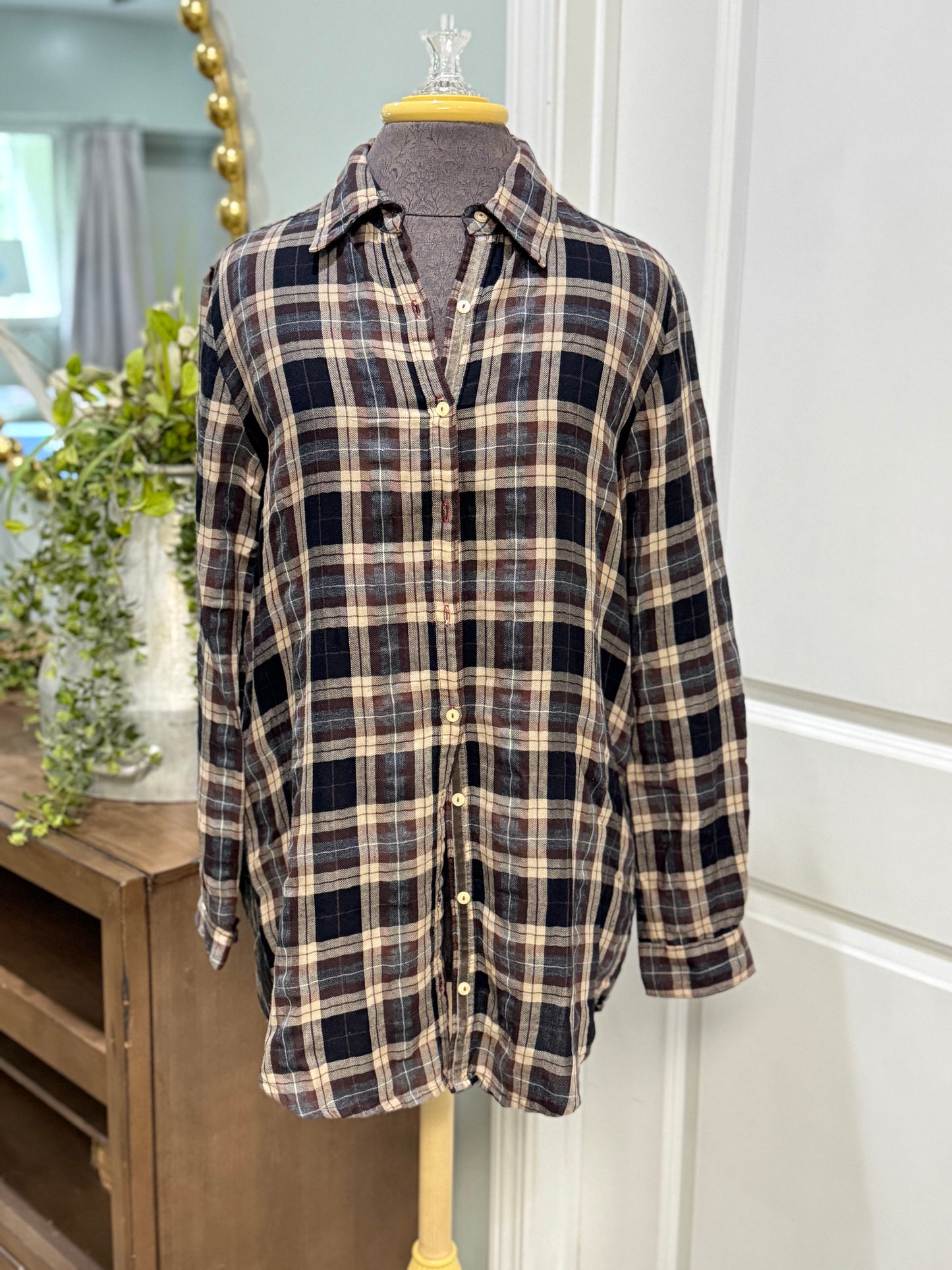 Womens Johnny Was Flannel Button Down Small EUC