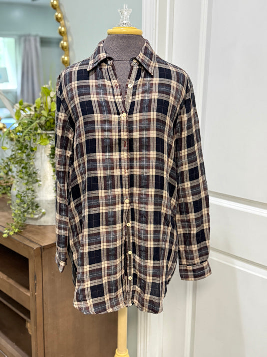 Womens Johnny Was Flannel Button Down Small EUC