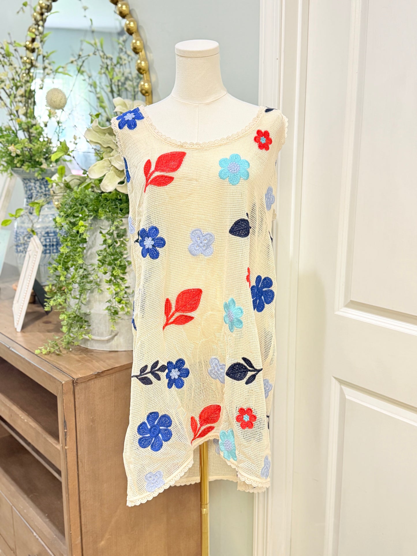 Womens Loft Beach Embroidered Swimcover XL NWT