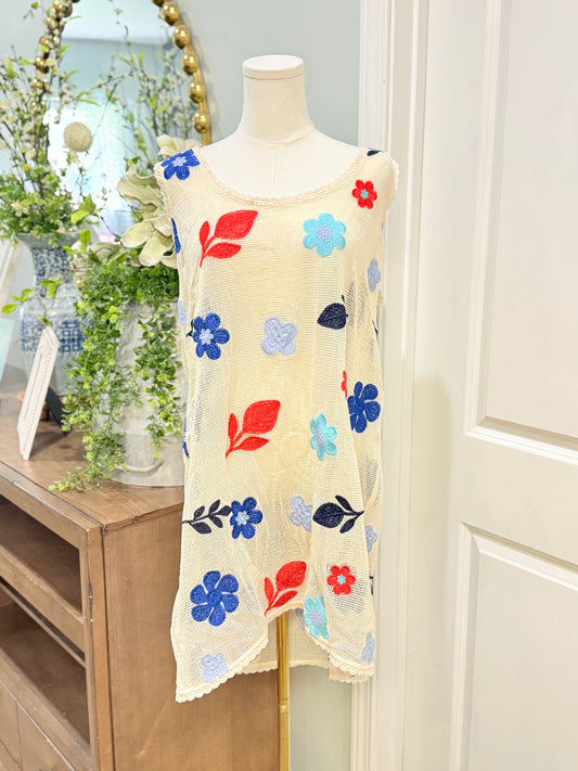 Womens Loft Beach Embroidered Swimcover XL NWT