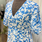 Womens Blue Floral Puff Sleeve Dress Small & Medium NEW