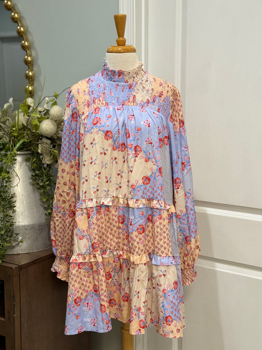 Womens Karlie Smocked Floral Dress Size Large