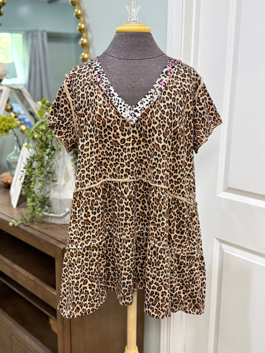 Womens Umgee Leopard Midi Dress Medium