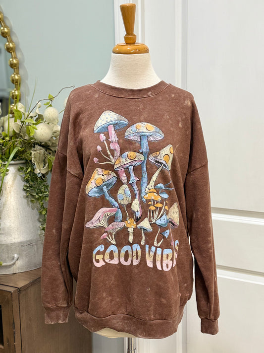 Womens Mushrooms Sweatshirt Size Large