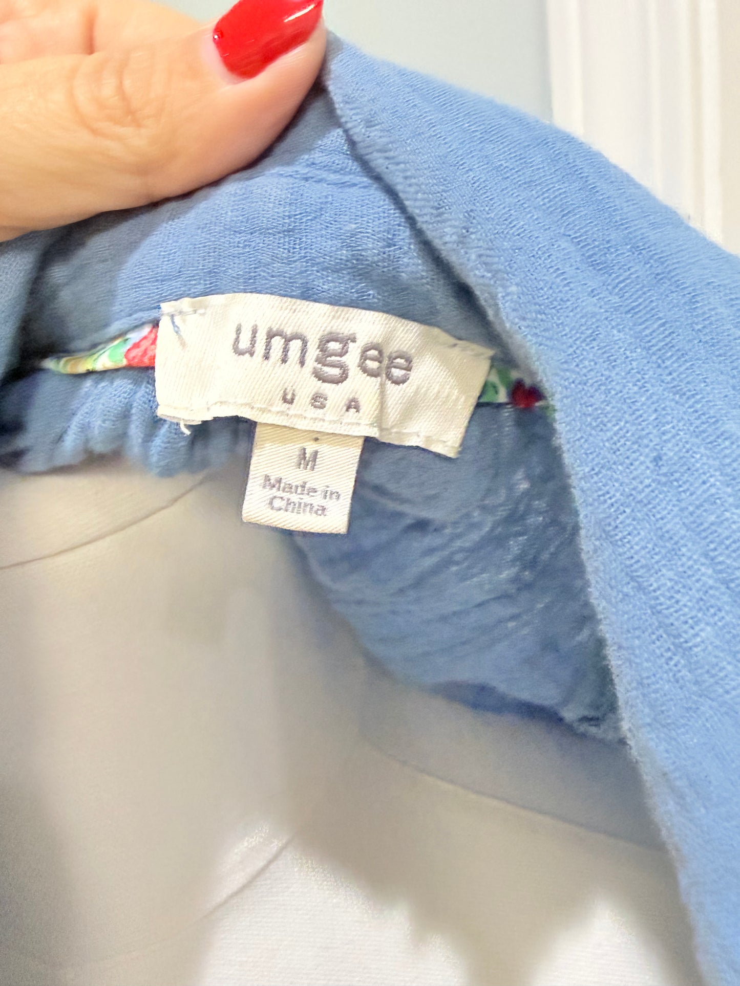 Womens Umgee Blue Cotton Gauze Dress Medium EUC