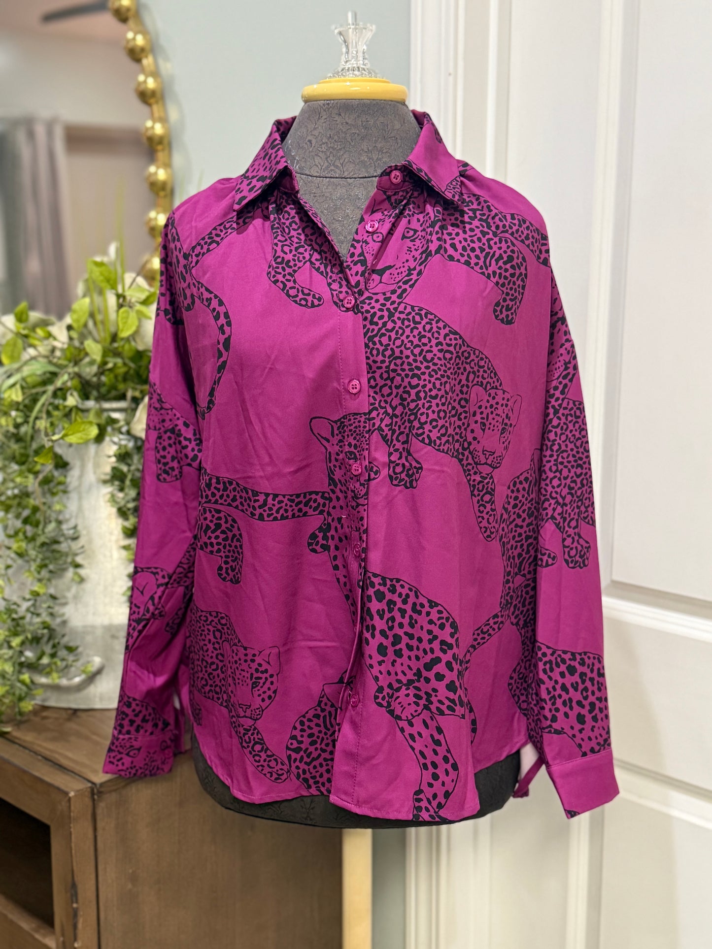 Womens Jodifl Leopard Blouse Small NWT