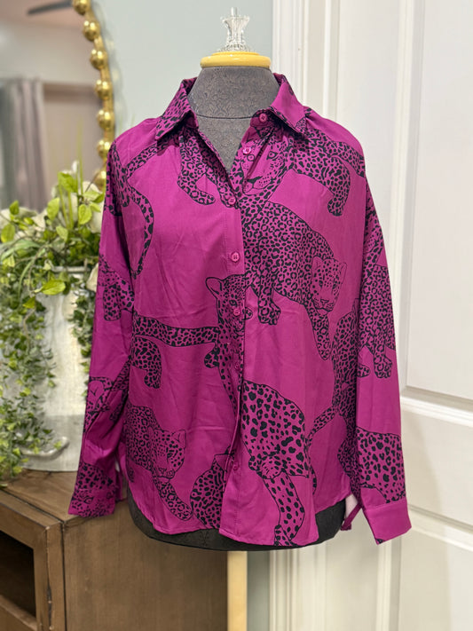 Womens Jodifl Leopard Blouse Small NWT