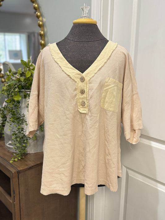 Womens New In Waffle Blouse 1X & 2X