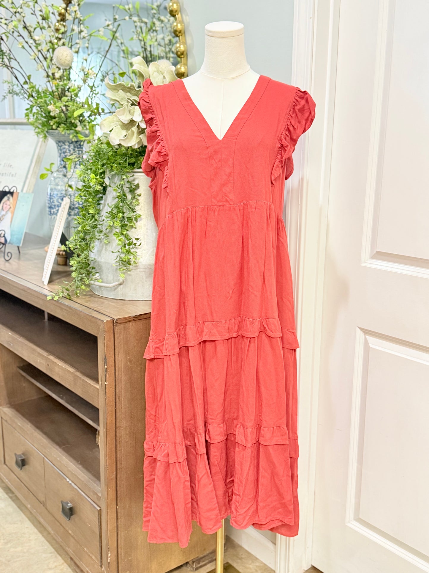 Womens Entro Ruffle Dress Large EUC