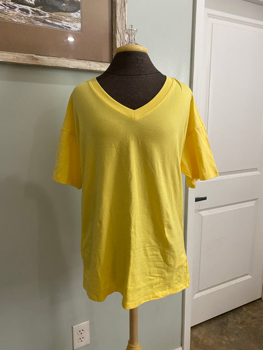 Womens Yellow VNeck Tee Medium