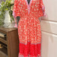 Womens Red Floral Tasseled Tied Sleeve Empire Waist Maxi Dress M-XL NEW