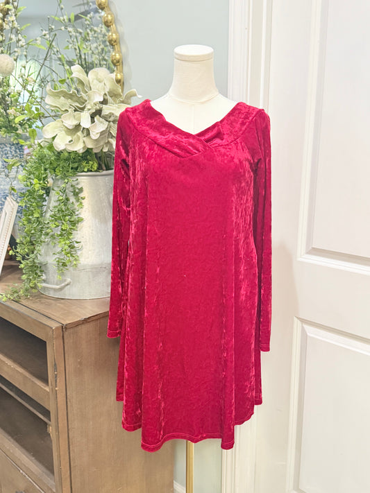 Womens MTS Red Velvet Mini Dress Small EUC