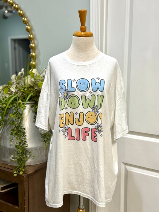 Womens Slow Down Enjoy Life Tshirt Size 2XL