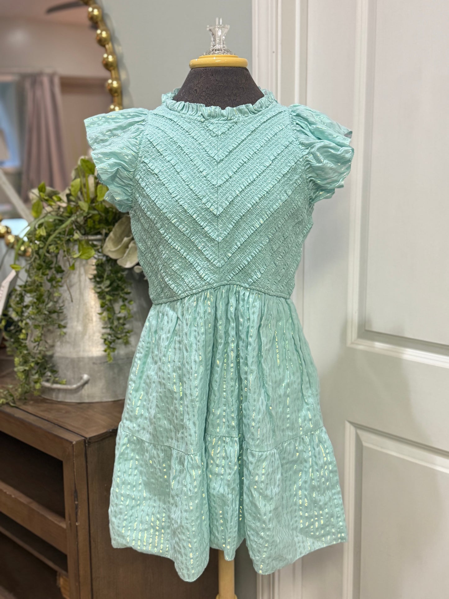 Womens Saylor Ruffle Sleeve Smocked Dress Large Retails for $298