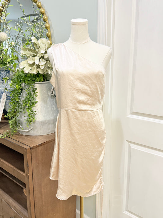 Womens Glam Satin One Shoulder Medium EUC
