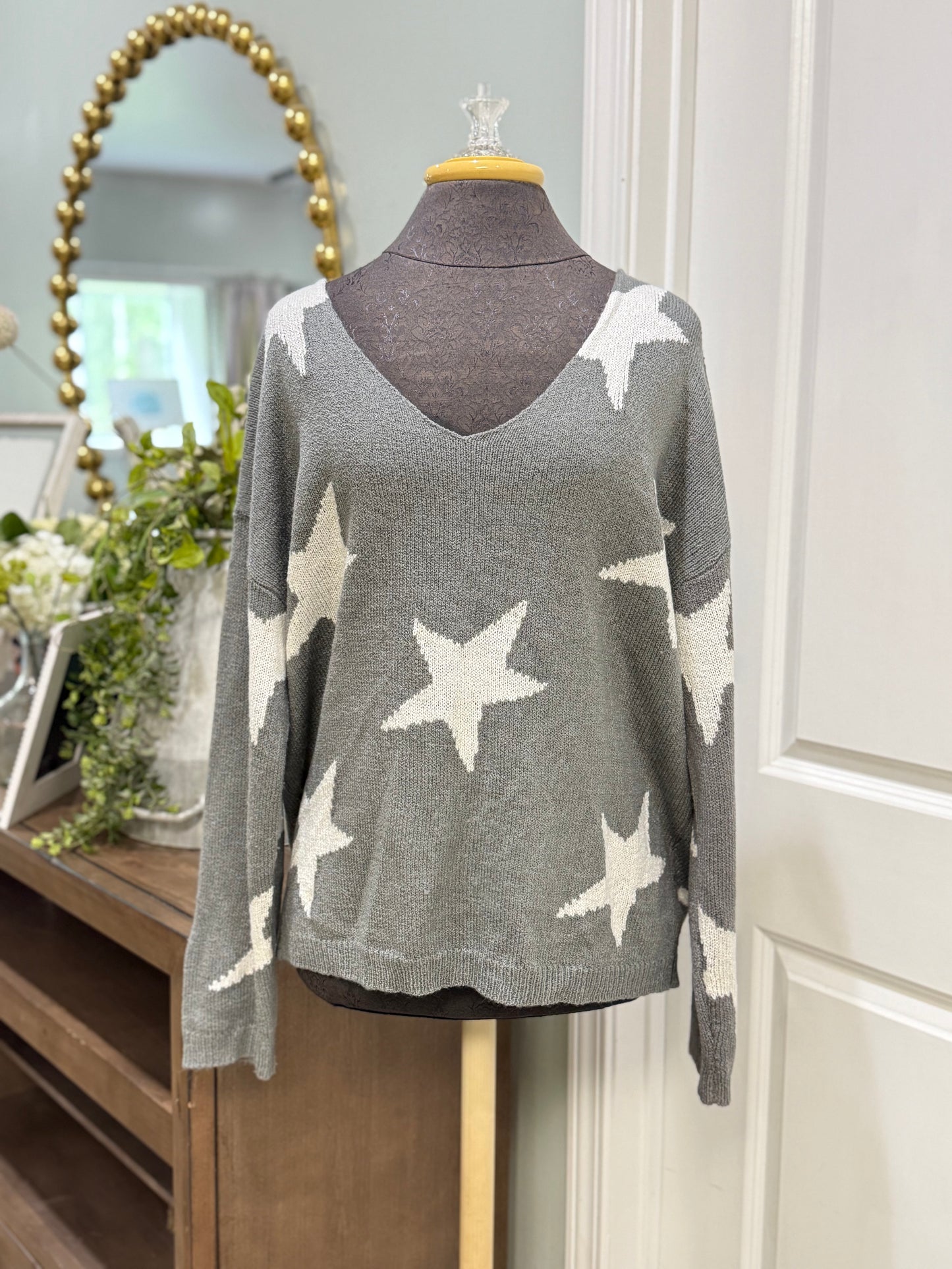 Womens Peach Love Star Sweater Large EUC