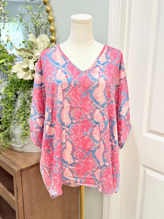 Womens Adrienne Snake Blouse Medium EUC