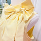 Womens Yellow Bow Knee Length Dress Large EUC