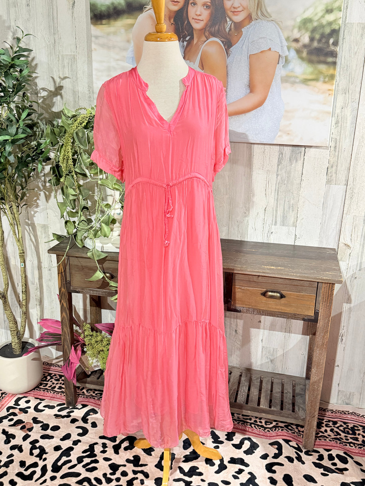 Womens Scandal Italy Silk Maxi Dress Large NWT