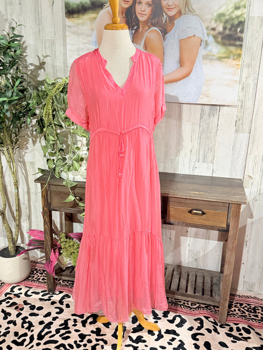 Womens Scandal Italy Silk Maxi Dress Large NWT