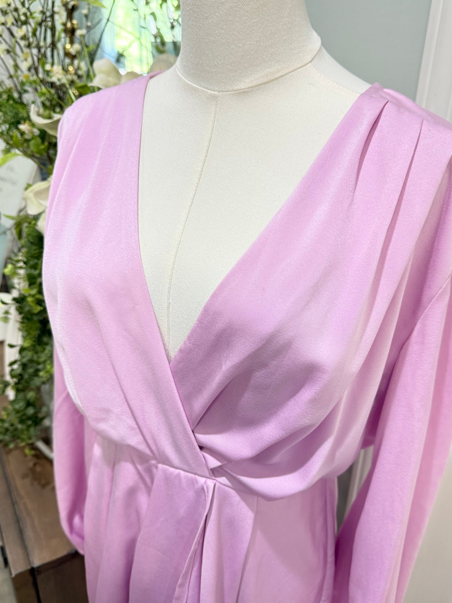Womens Entro Pink Satin Midi Dress Large EUC