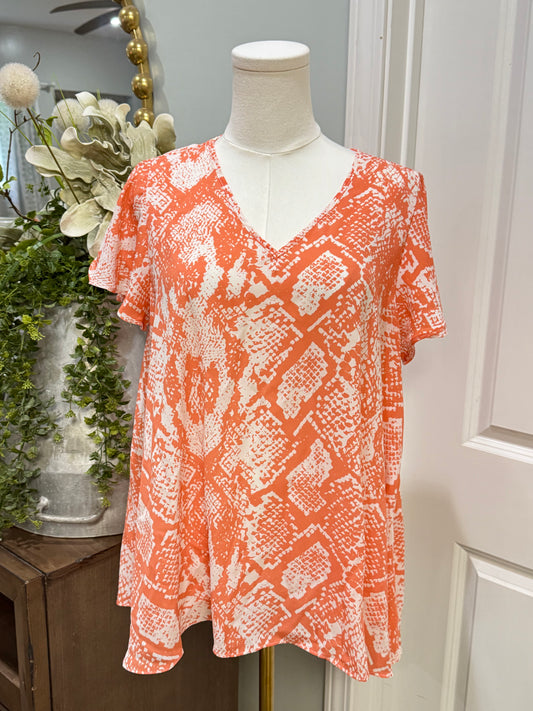 Womens Buddy Love Flutter Sleeve Blouse Small EUC