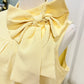 Womens Yellow Bow Knee Length Dress Large EUC