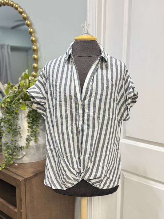 Womens Always & Forever Striped Blouse Large