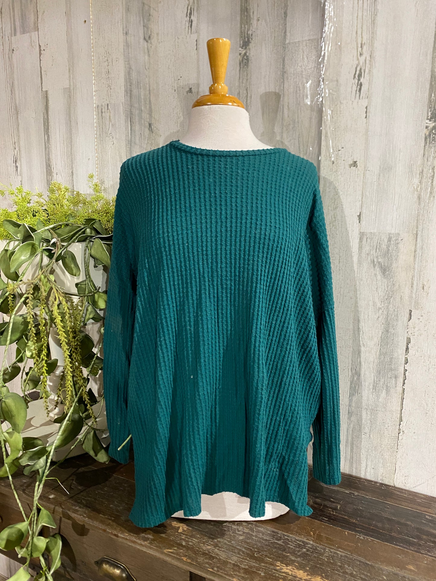 Womens Zenana Waffle Knit Top Small