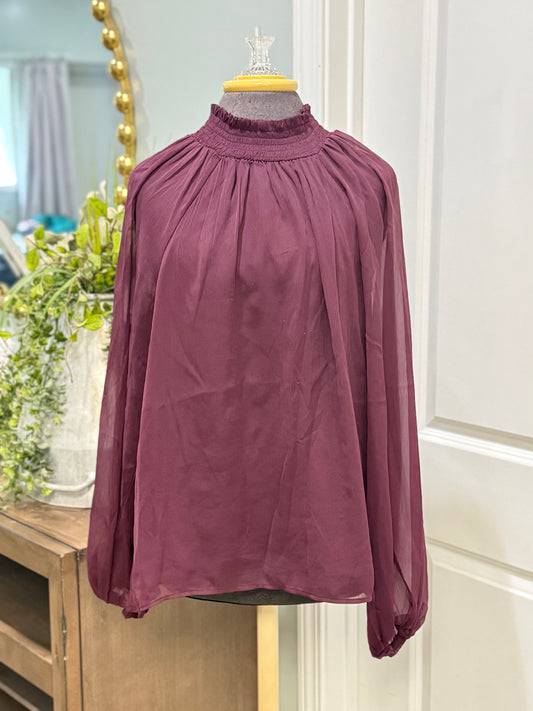 Womens Joie Smocked Neck Blouse Large EUC