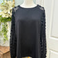 Womens Black Swiss Dot Blouse XL EUC