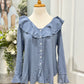 Womens Entro Ruffle Collar Blouse Size Large