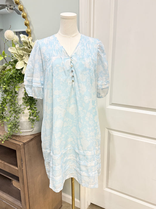 Womens J. Marie Blue Floral Dress Large EUC