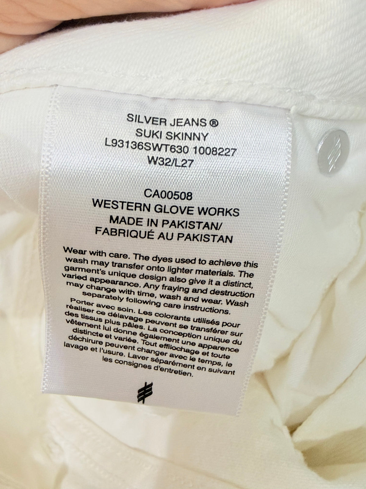 Womens White Silver Jeans Size 32