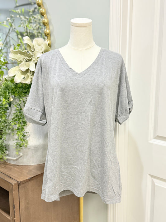 Womens Grey V-Neck Tshirt XL NWT