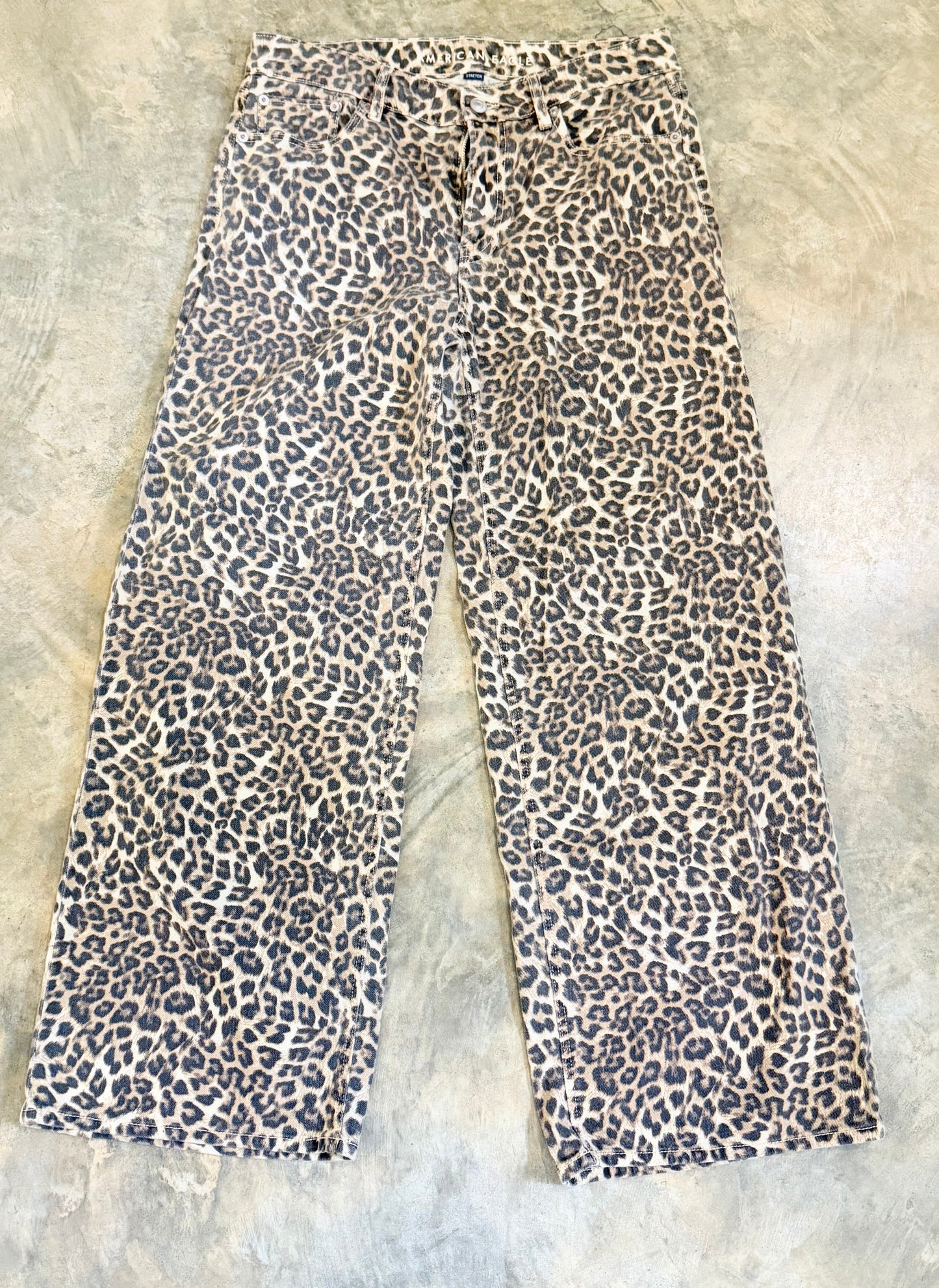 Womens American Eagle Leopard Jeans Size 6R EUC