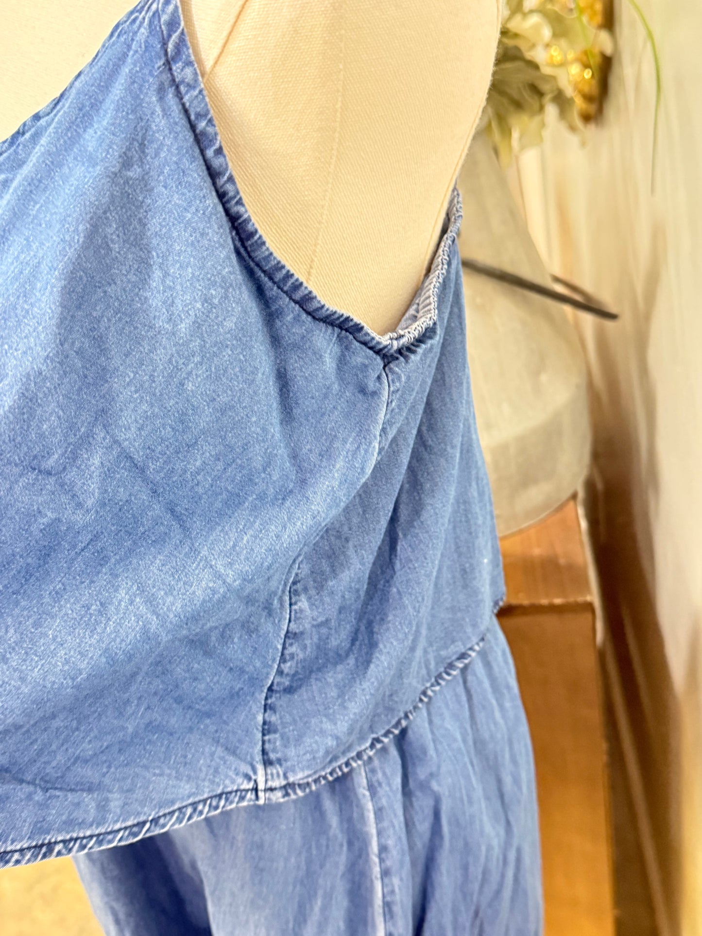 Womens Old Navy Denim Midi Dress Large EUC