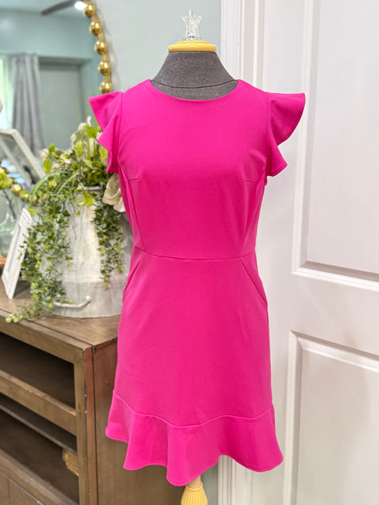 Womens She+Sky Fuchsia Midi Dress Large