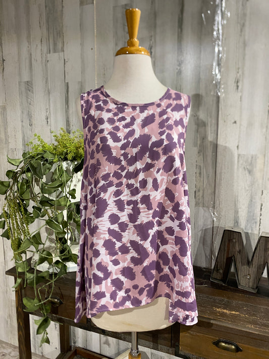 Womens Adeline Clothing Leopard Tank Sz Large