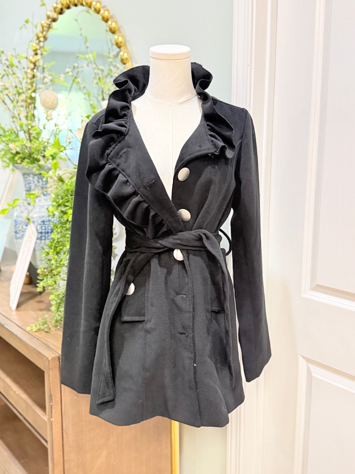Womens Black Moka Sport Coat Small EUC