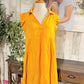 Womens Yellow Umgee Peplum Dress Large EUC
