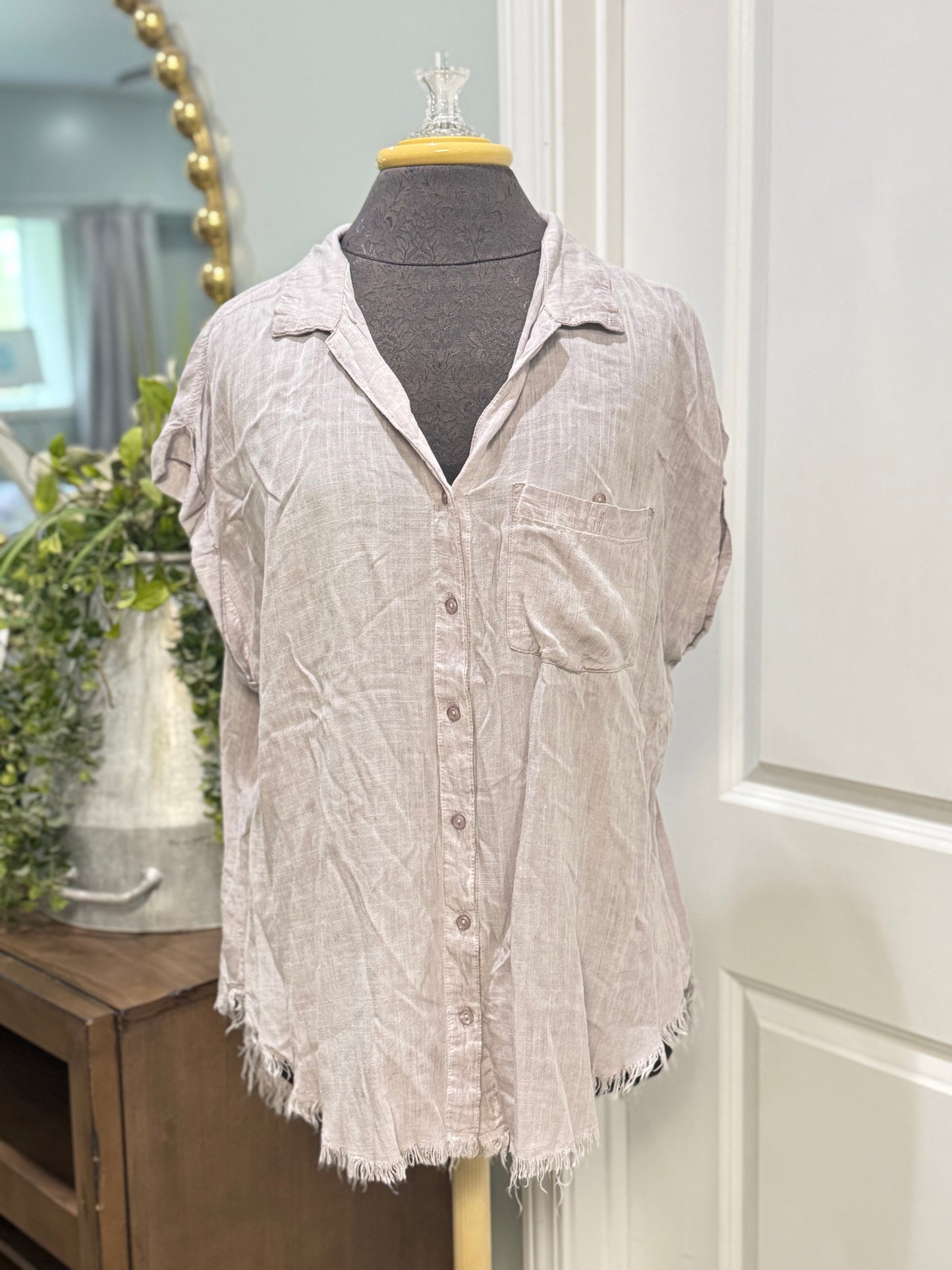 Womens Umgee Grey Blouse Large EUC