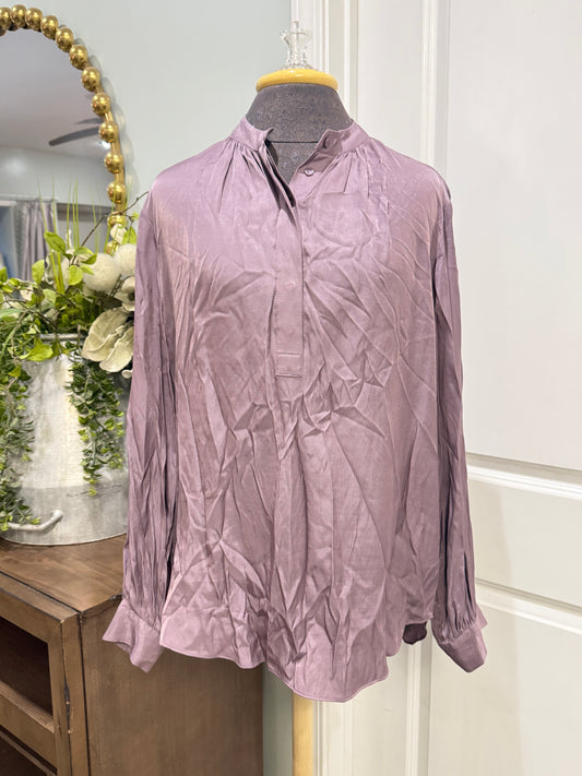 Womens Plum Satin Dress Blouse Medium EUC