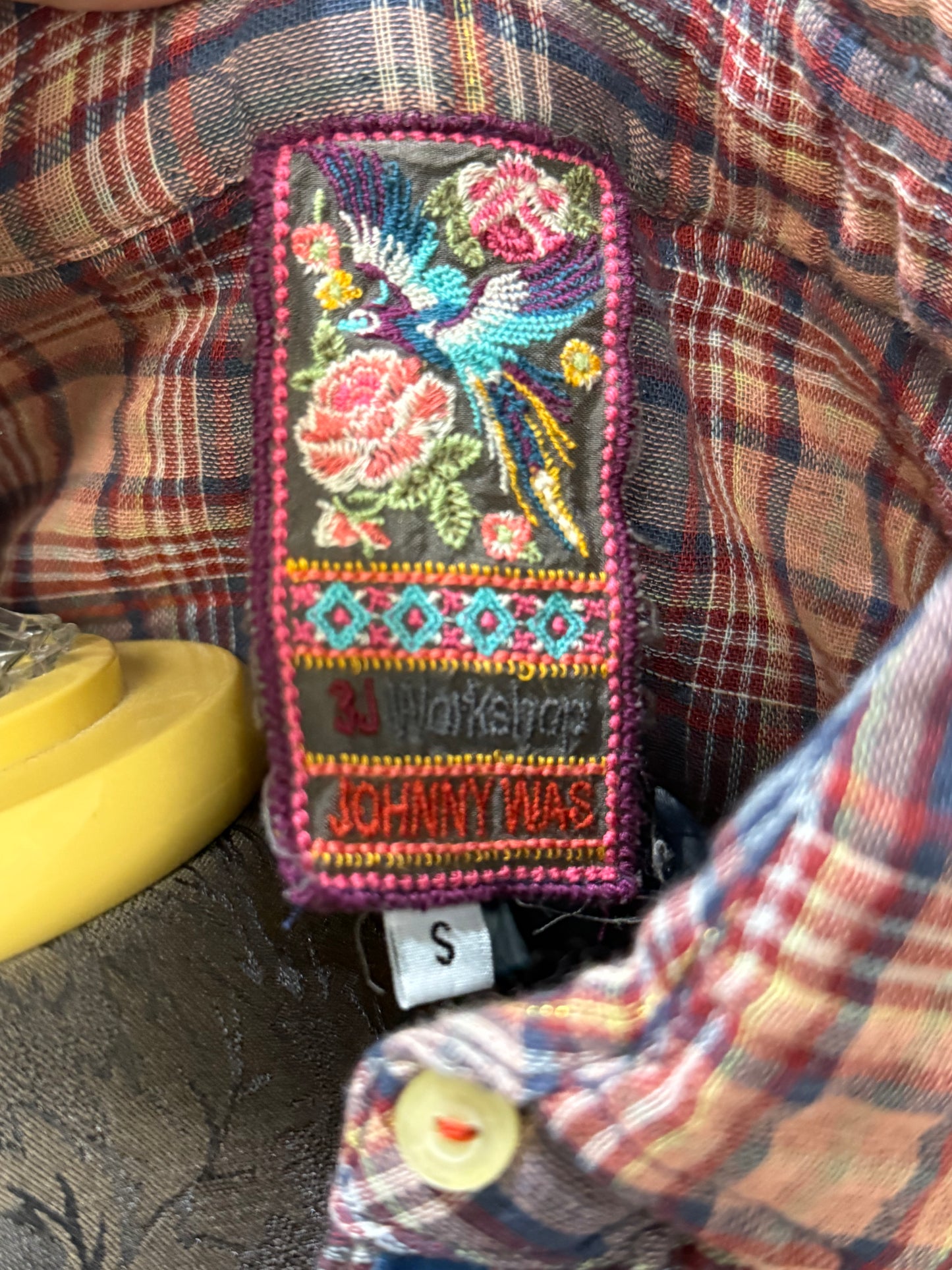 Womens Johnny Was Flannel Silk Button Down Size Small EUC